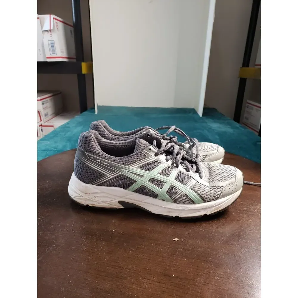 ASICS Gel Contend 4 Shoes Size 8 Womens Gray Running Gym Marathon Training T765N